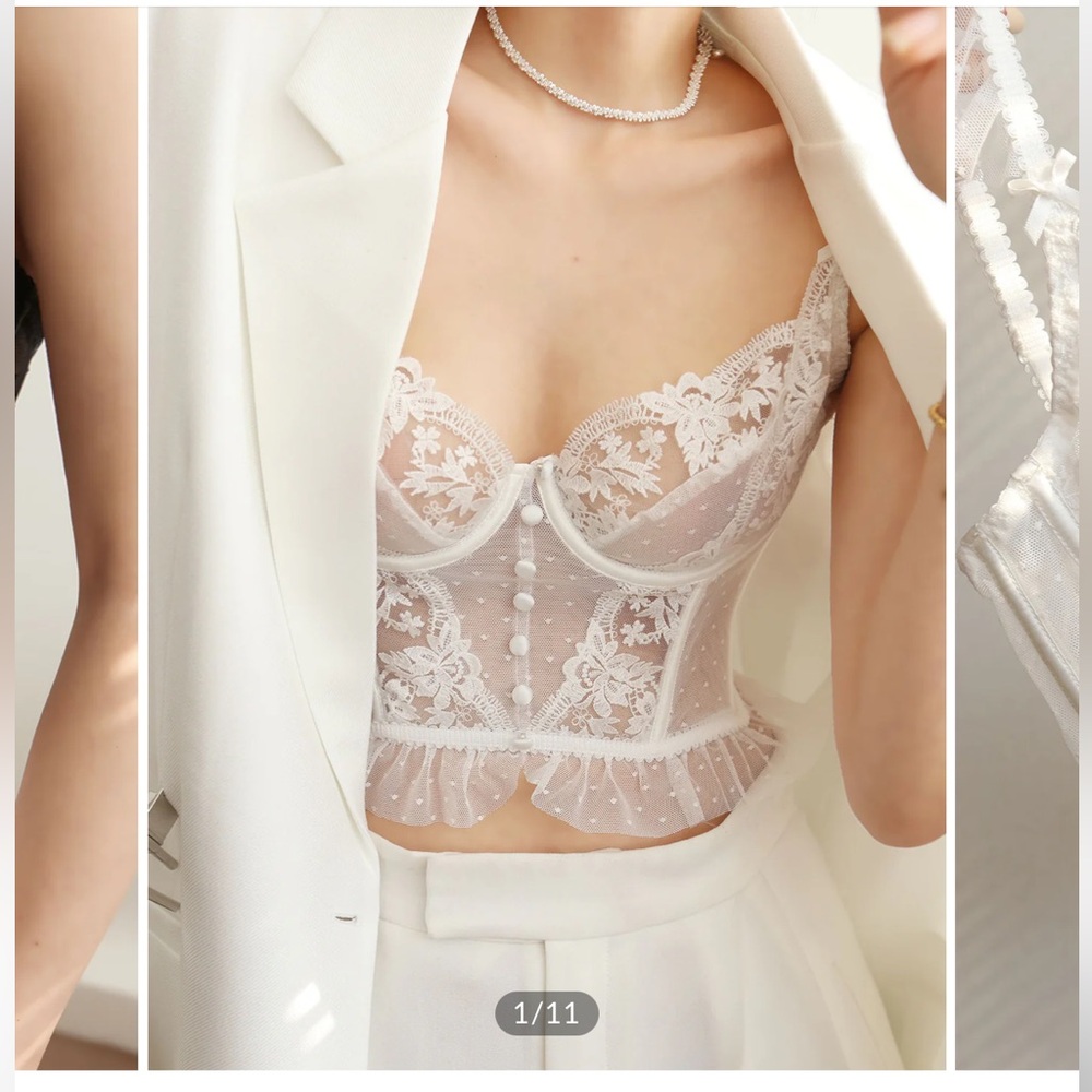 Floral Sheer Lace Corset Crop Top